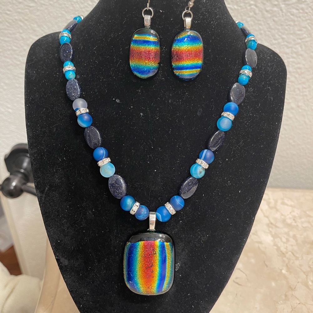 Glass art necklace set